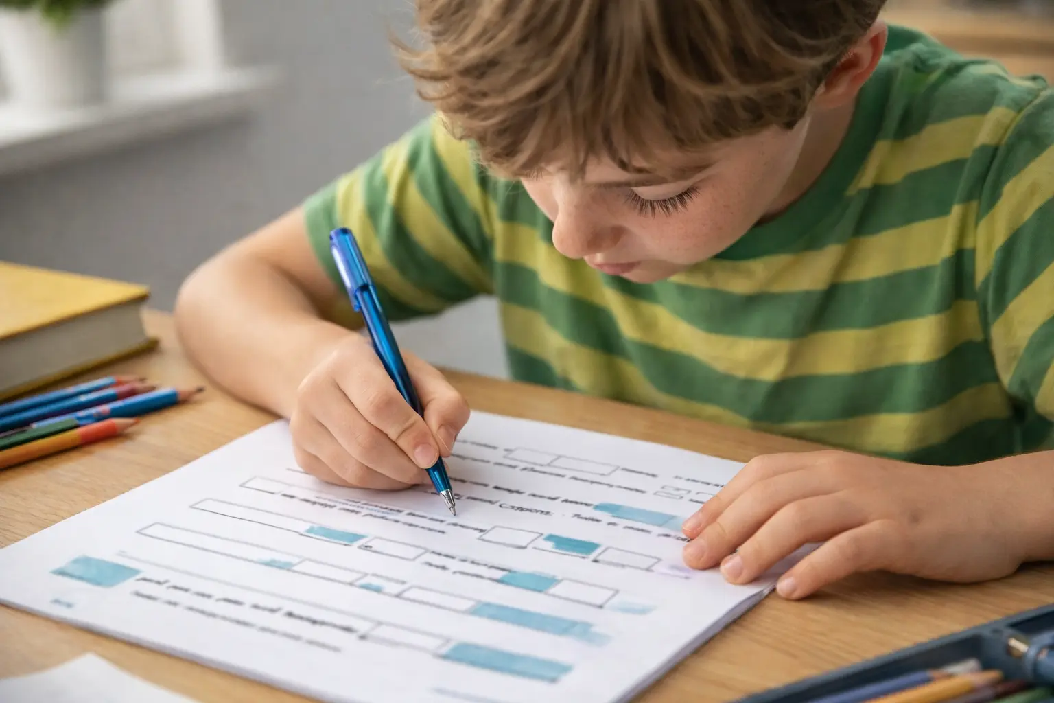Grundschulkind übt Rechtschreibung in der Lernberatung in Freiburg